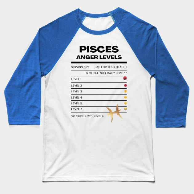 PISCES ANGER LEVELS Baseball T-Shirt by Veritè Kulture Vulture T-Shirts & Apparel